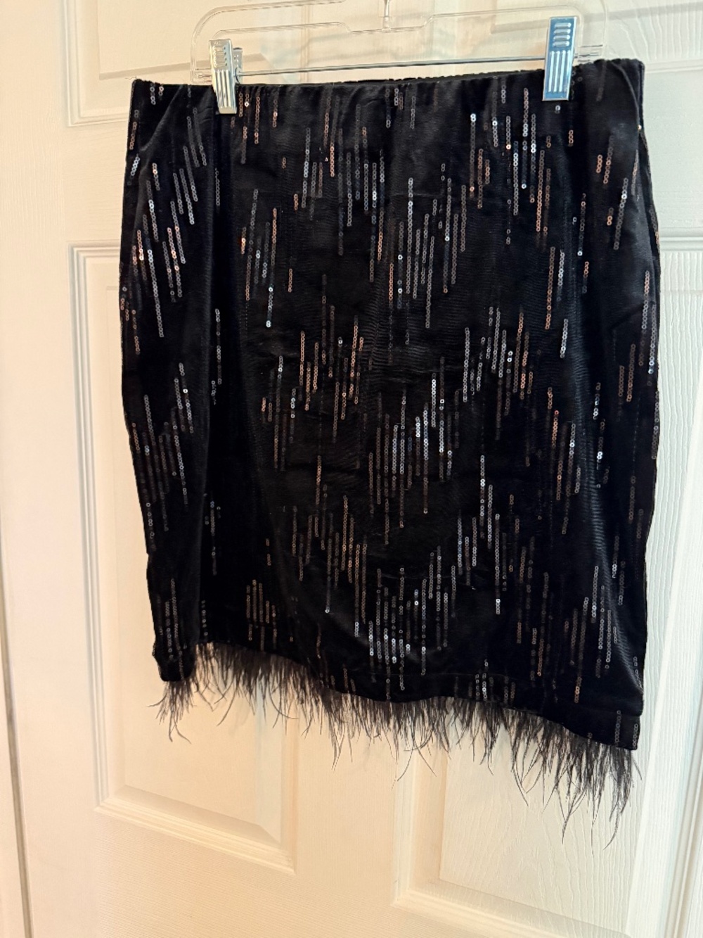 Formal wear  sequin fringed black skirt